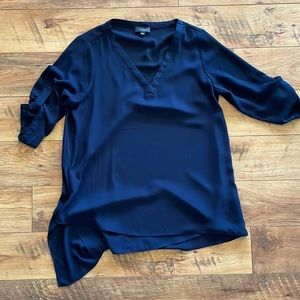 Navy The Limited 3/4 length sleeves angled hem